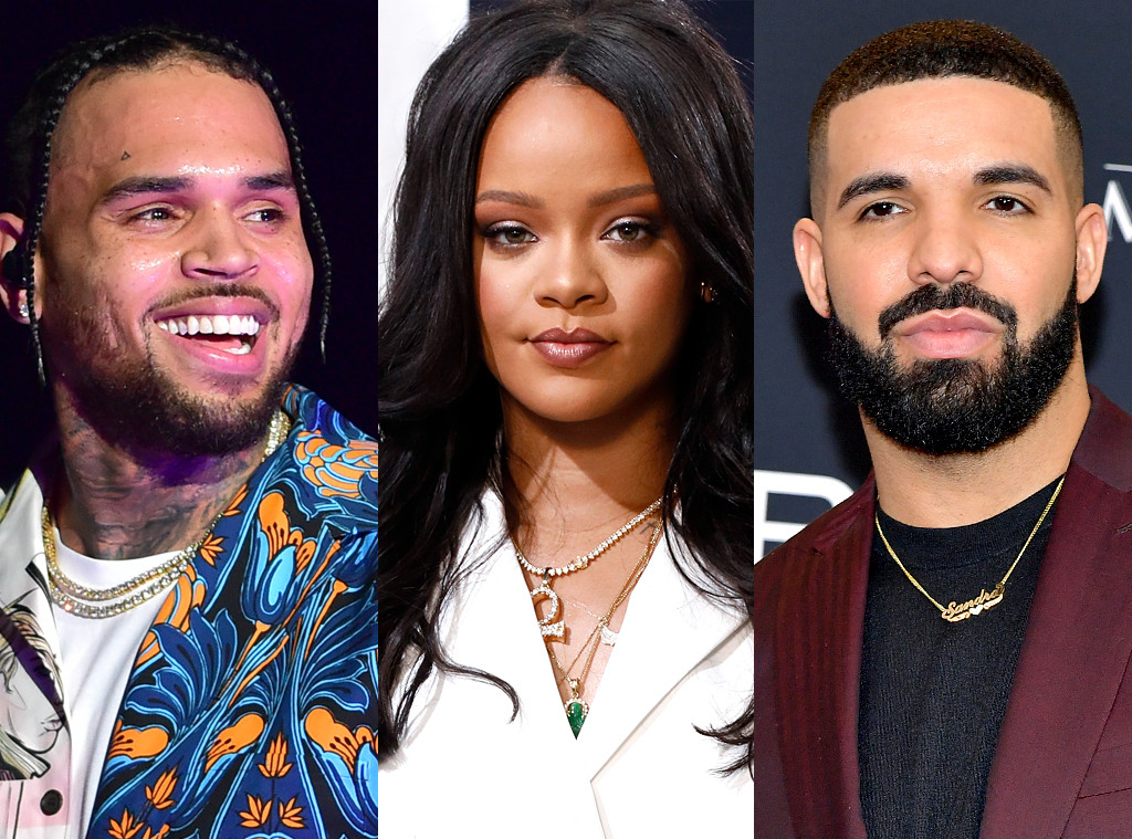 Rihanna S Exes Chris Brown Drake Face Off In No Guidance Vid E Online Ap